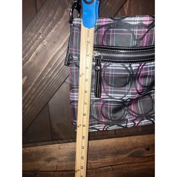 Coach Purse Poppy‎ Plaid Berry Pink Purple Black Glittery - Picture 4 of 7